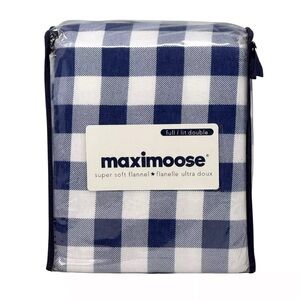 Maximoose FULL Blue & White Buffalo Plaid Warm Cozy Cotton Flannel Sheet Set NEW